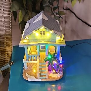 St. Nicholas Square Light-Up Beach House with Multicolor Lights